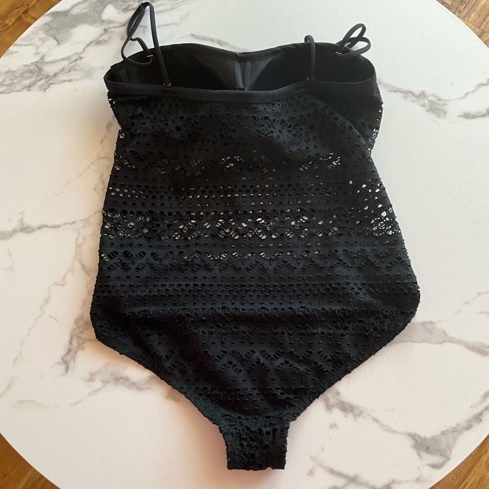 Womens Adjustable Spaghetti Strap Lined Lace Blac… - image 4